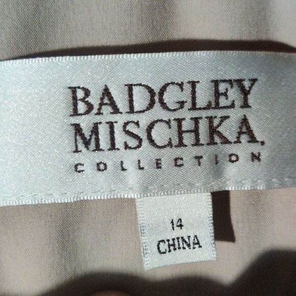 Badgley Mischka Size 14 Purple Floral Leaf Print Cocktail Midi Dress - Picture 6 of 7